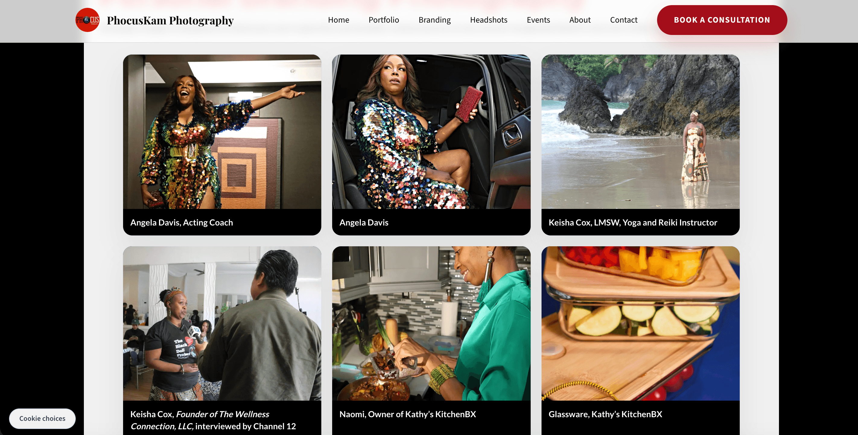 PhocusKam Photography portfolio page screenshot