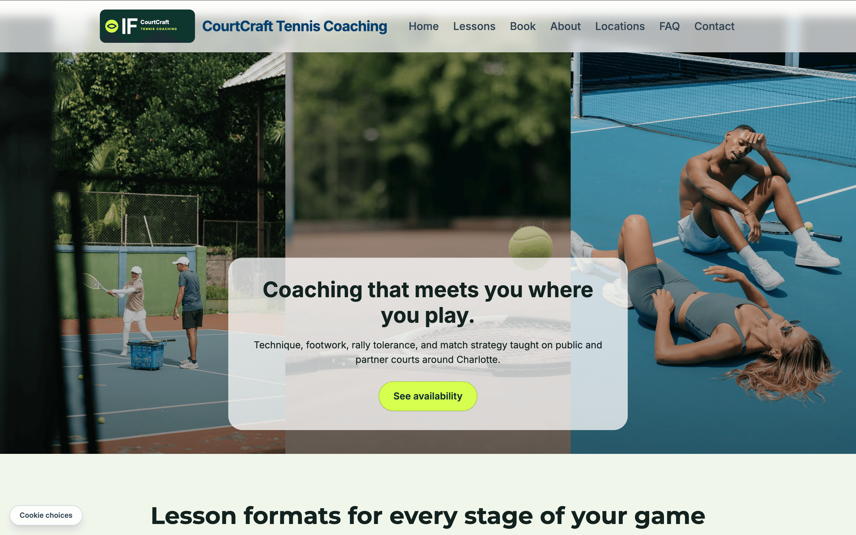 Done-for-you website demo for a self-employed tennis coaching business